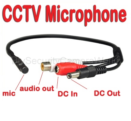 Wide Range Microphone for CCTV Security Camera DC output port